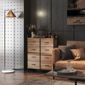 HOMCOM Comodă de depozitare 8 sertare din material textil detașabile, poliță superioară și cadru din oțel 79L x 29l x 101H cm | Aosom Romania