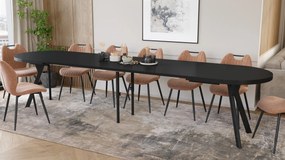 Mazzoni Masă ovală extensibilă EXPANSO Negru Mat