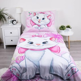 Lenjerie de pat pentru copii roz din bumbac pentru pat de o persoană 140x200 cm Marie Cat "Pink" – Jerry Fabrics