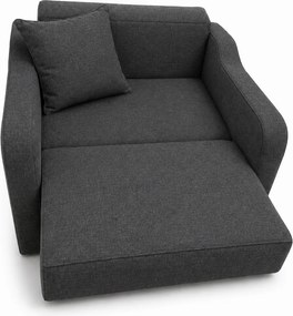 Fotoliu SAMY extensibil, cu lada de depozitare, stofa gri închis , cadru metalic, 103x100x92 Stofa, Gri Inchis