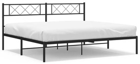 372283 vidaXL Cadru de pat metalic cu tăblie, negru, 193x203 cm