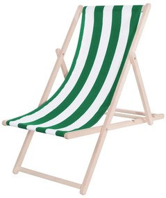 Șezlong de grădină verde/alb/fag