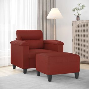 3153681 vidaXL Fotoliu canapea cu taburet, roșu vin, 60 cm, piele ecologică