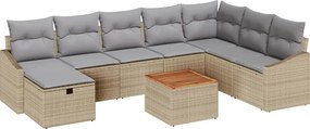 vidaXL Set de canapele pentru grădină cu pernă 9 pcs Bej Rattan poli