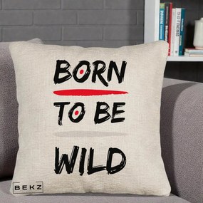 Perna Decorativa Born To Be Wild, 40x40 cm, Bej Canapea, Husa Detasabila, Perna Inclusa, BEKZ®