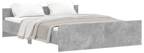 3203750 vidaXL Cadru de pat cu tăblie la cap/picioare, gri beton, 140x200 cm