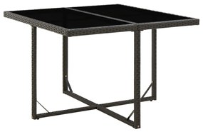vidaXL Masă de grădină, negru, 109x107x74 cm, poliratan și sticlă