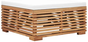 Set mobilier de gradina cu perne crem, 12 piese, lemn masiv tec Crem, 3x colt + 5x mijloc + 4x suport pentru picioare, 1