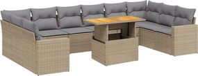 vidaXL Set canapele de grădină cu perne, 11 piese, bej, poliratan