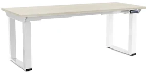 Masă înălțime reglabilă OfficeTech Strong 180 x 80 cm, picioare albe, frasin alb