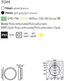 Aplica LED de perete / tavan pentru exterior IP65 TOM gri