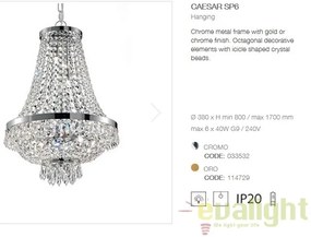 Lustra, Pendul cristal, inaltime reglabila, diam.38cm, CAESAR SP6 CROMO 033532