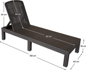 şezlong de grădină poziţionabil, maro, ZAMA