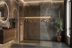 Paravan de dus fumuriu Rea Flexi Brown 90 cm cupru periat