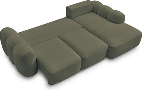 Colțar verde extensibil/cu spațiu de depozitare cu tapițerie din țesătură bouclé (cu colț pe partea dreaptă/cu șezlong) Montaigne – Bobochic Paris