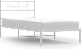 vidaXL Cadru pat metalic cu tăblie, alb, 90x200 cm
