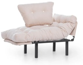 Fotoliu extensibil Nitta Single, Futon,135x70 cm,metal, crem