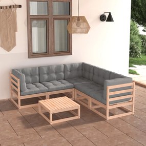 3076779 vidaXL Set mobilier de grădină cu perne, 6 piese, lemn masiv de pin