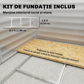 Outsunny Magazie de Grădină din Tablă de Oțel cu 4 Orificii de Ventilație și 2 Uși Glisante, 213x120x194 cm, Gri Închis | Aosom Romania