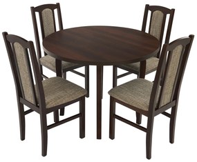 Set masa fixa 100 cm cu 4 scaune tapitate, mb-12 poli3 si s-37 boss7 o2, nuc, lemn masiv, stofa
