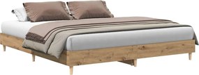vidaXL Cadru pat fără saltea Stejar Artisan 200x200 cm Lemn prelucrat