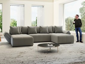 Colțar extensibil dumonde cu ladă de depozitare si sezut confortabil din spuma high-density, Berlin U Royal Grey 380x180 cm