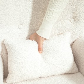 HOMCOM Fotoliu de Leagăn, Material de pluș confortabil, căptușeală groasă, pernă lombară, anti-alunecare, Crem | Aosom Romania
