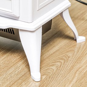 HOMCOM Șemineu electric pe picior 1000/2000 W, șemineu decorativ fals cu efect de flacără LED, alb | Aosom Romania