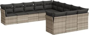 vidaXL Set canapele de grădină cu perne, 11 piese, gri, poliratan
