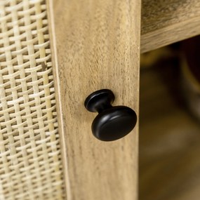 HOMCOM Bufet Mobilier Auxiliar de Bucătărie cu Ușă din Ratan și 2 Rafturi de Depozitare pentru Living 80x39x70 cm Natural | Aosom Romania