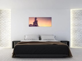 Tablou cu copac înzăpezit pe luncă (120x50 cm)