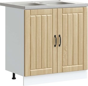 vidaXL Dulap baza chiuvetă Lucca 2 pcs Stejar Sonoma Lemn compozit