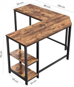 BII205 - Masa de Birou pe colt 138 cm, office industrial - Maro