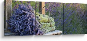 Tablou - Buchețele de lavandă (cu ceas) (90x30 cm)