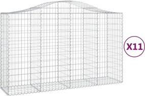 vidaXL Coșuri gabion arcuite 11 buc, 200x50x120/140 cm,fier galvanizat