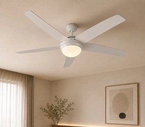 Ventilator de tavan alb cu imprimeu lemn 132cm cu telecomandă - Cool
