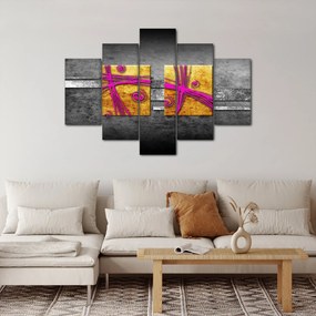 Tablou - Pătratr colorate pe fond negru (150x105 cm)