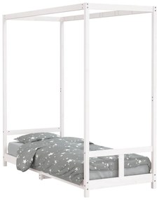 834520 vidaXL Cadru de pat pentru copii, alb, 80x200 cm, lemn masiv de pin