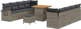 vidaXL Set de canapele pentru grădină 11 pcs Gri Rattan poli
