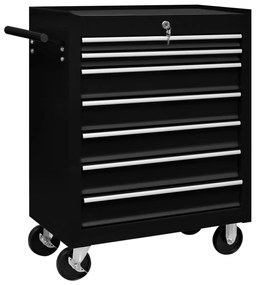vidaXL Cărucior de scule pentru atelier cu 7 sertare, negru