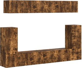 vidaXL Set comodă TV Pe perete 5 pcs Stejar fumuriu Lemn compozit