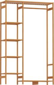 HOMCOM Suport pentru Haine din Bambus cu Rafturi pe 6 Niveluri și Bară pentru Haine, Stender pentru Dormitor și Hol, Design Modern, 90x30x145 cm, Lemn Natural | Aosom Romania