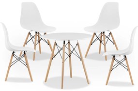 Set de sufragerie alb 1 + 4, masa OSLO 100 + scaune YORK OSAKA