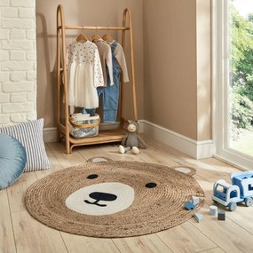 Covor pentru copii în culoare naturală din iută 100x100 cm Bertie Bear – Flair Rugs