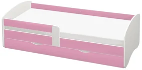 Pat de o persoană 80 cm Carecen (roz + alb) (cu somieră) (cu sp. depozitare). 1116281