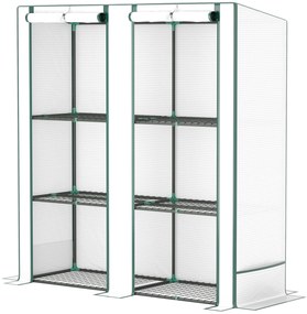 Outsunny Mini-Seră cu raft de 3 nivele, husă de plastic, rezistentă la UV, portabilă, cu ușă ruletabilă, 144 x 48 x 152 cm, Alb | Aosom Romania