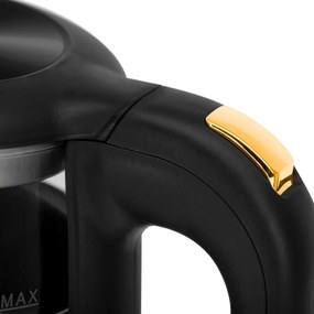 Cana electrica Adler AD 1305, 1850/2200 W, 1,7 l, Control tactil, Afisaj LCD color, 5 setari temperatura 40-100°C, Filtru antidecantare, Negru/galben