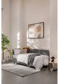 Pat gri tapițat cu spațiu de depozitare cu saltea 90x200 cm Avela – Bonami Selection