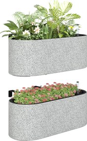 Outsunny Set 2 ghivece suspendate jardiniere cu orificiu de scurgere și cârlige 42 x 16 x 15 cm gri deschis | Aosom Romania