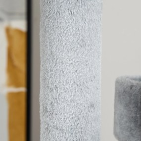 PawHut Arbore Răzuitoare pentru Pisici 48x48x107 cm Turn pentru Pisici cu Cavernă de Fetru Demontabilă Hamacă Paturi Platforme Gri | Aosom Romania